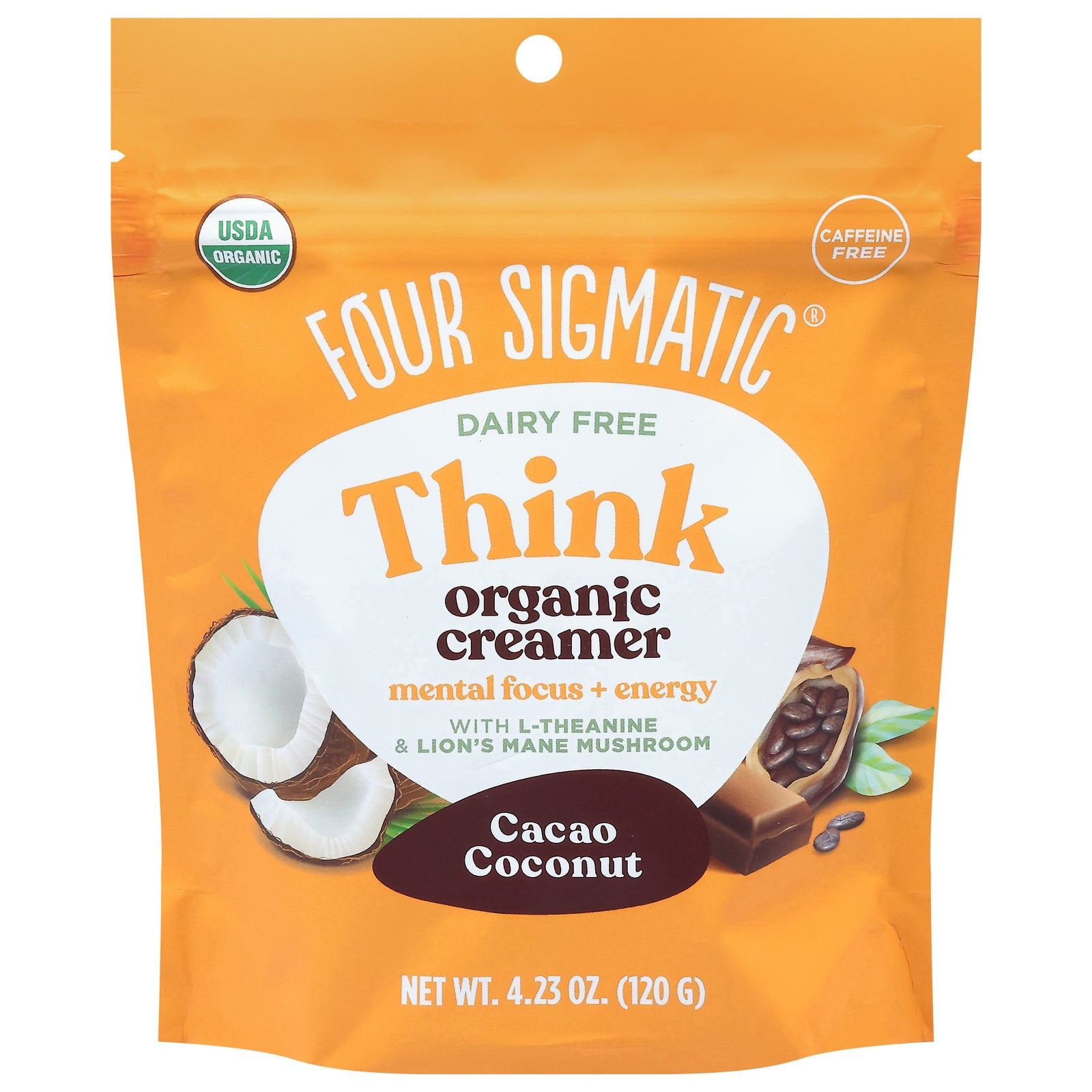 Four Sigmatic Think Organic Cacao Coconut Creamer, 4.23 Oz., Case of 6