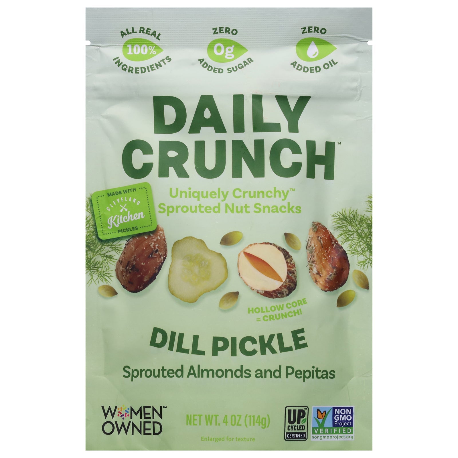 Daily Crunch Sprouted Almonds, Dill Pickle | 6 x 4 Oz. Pouches