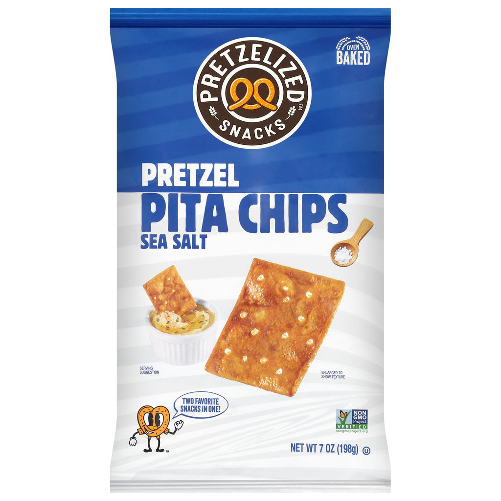 Pretzelized Pita Chips, Sea Salt, 7 oz (Case of 12)