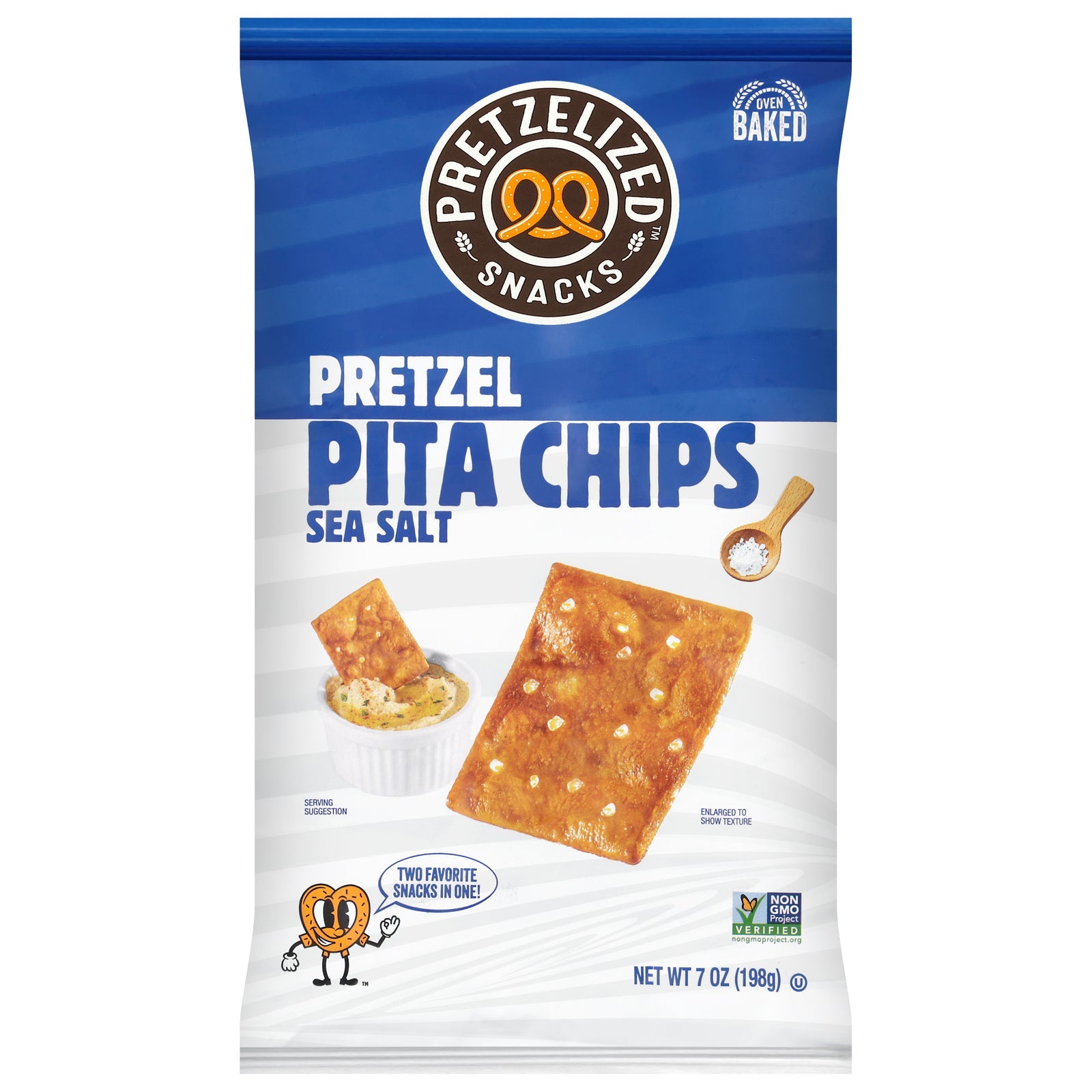 Pretzelized Pita Chips, Sea Salt, 7 oz (Case of 12)