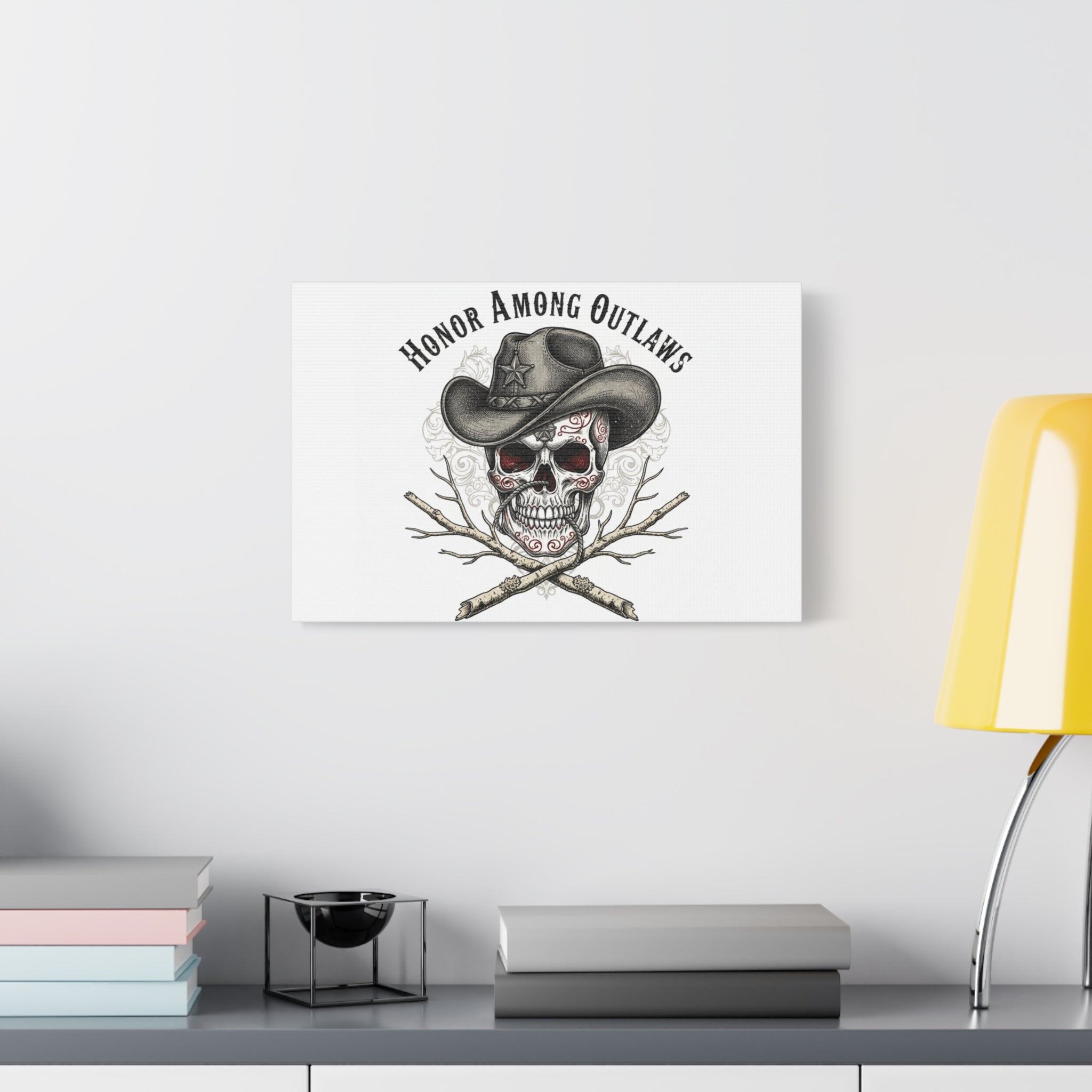 Honor Among Outlaws Canvas | Western Skull Art, Gothic Americana Desert Noir