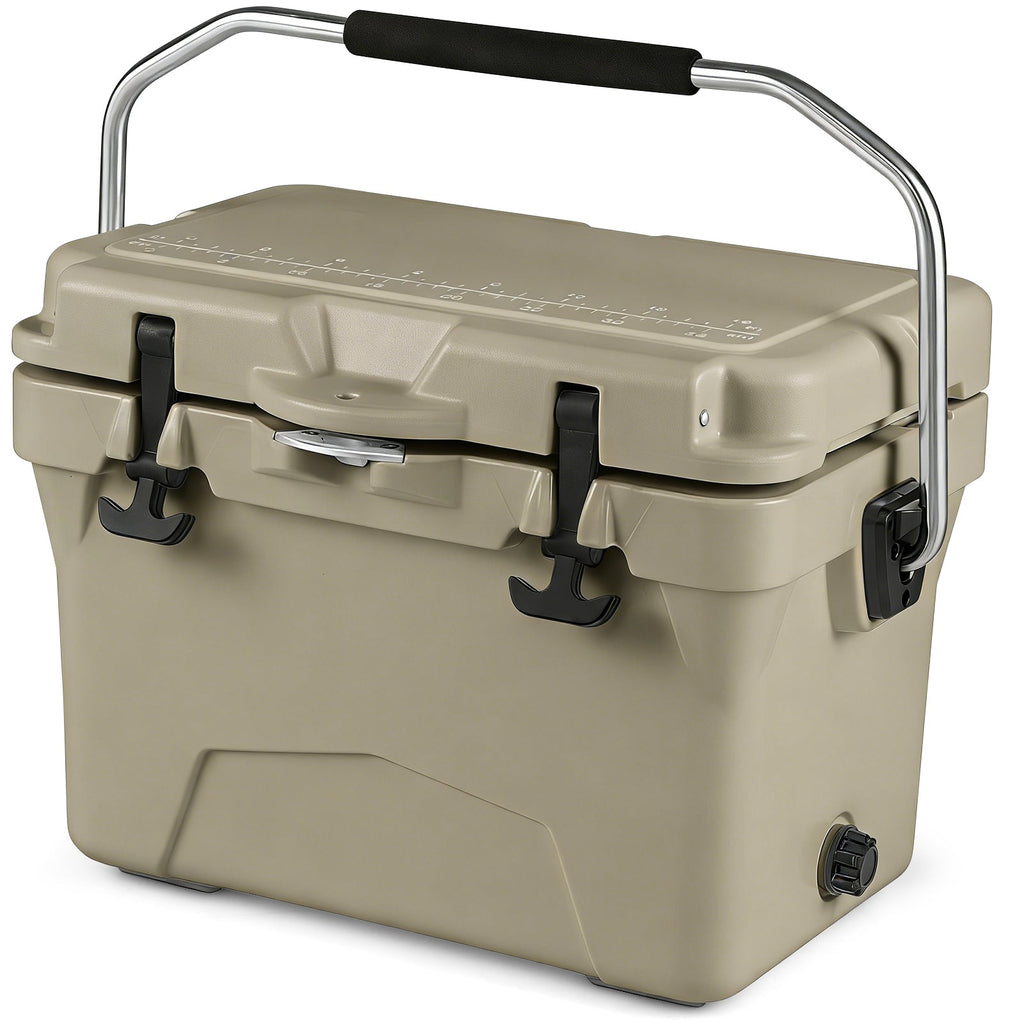 20 Quart Portable Hard Cooler with Built-in Ruler and Bottle