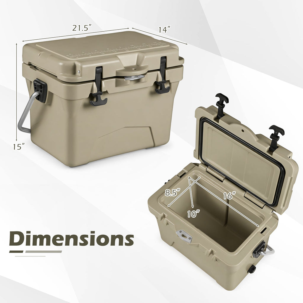 20 Quart Portable Hard Cooler with Built-in Ruler and Bottle