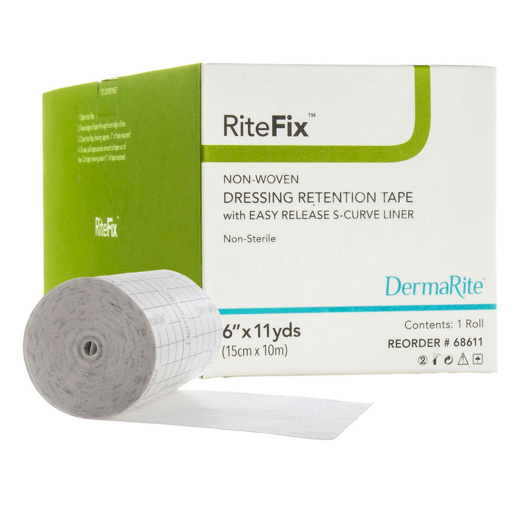 RiteFix™ Nonwoven Dressing Retention Tape, 6 Inch x 11 Yard, White 68611