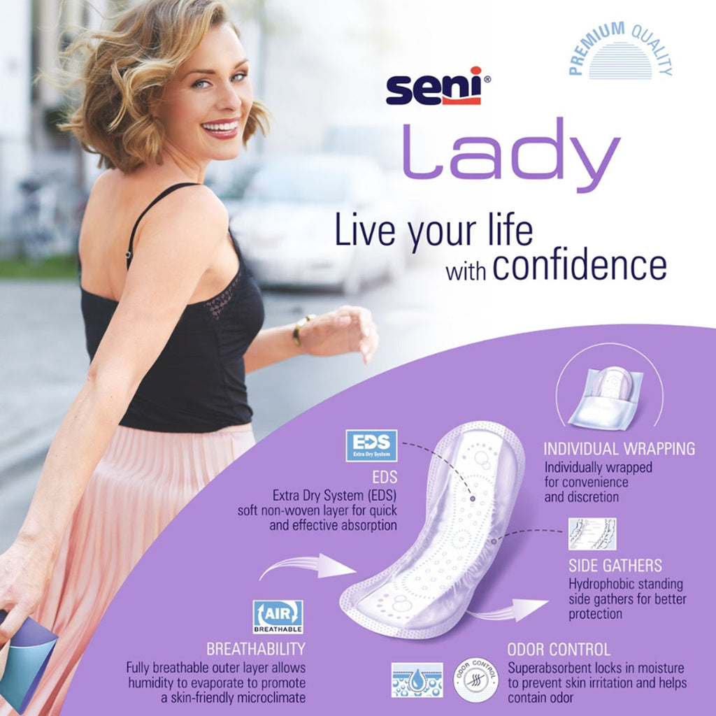 Seni® Lady Ultimate Absorbency Bladder Control Pads, Regular S-6P28-PS1
