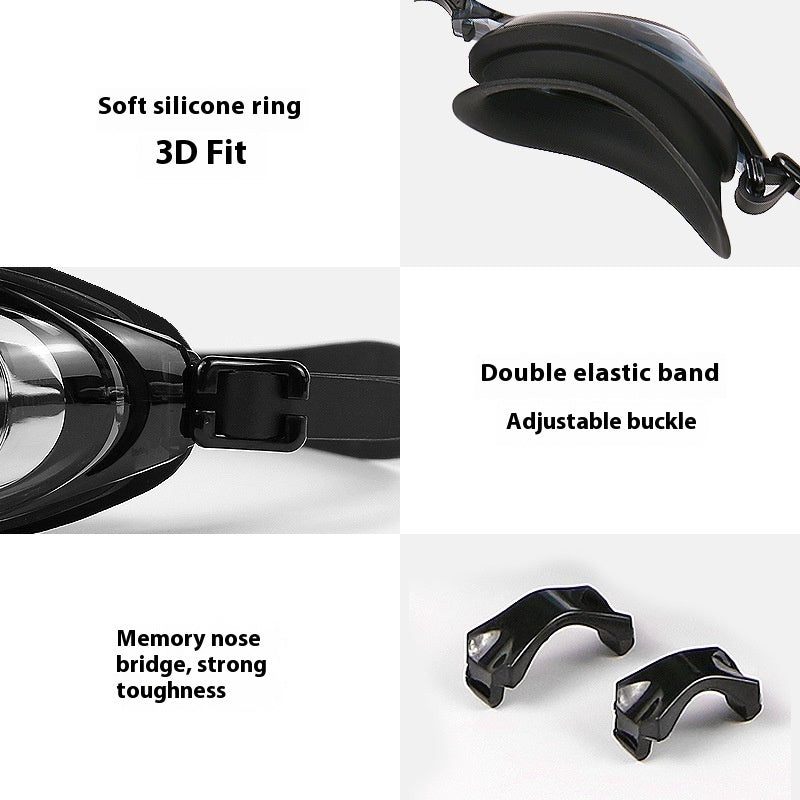 Plain Light Swimming Glasses HD Anti-fog Waterproof Professional Comfortable Big Frame Not Tight