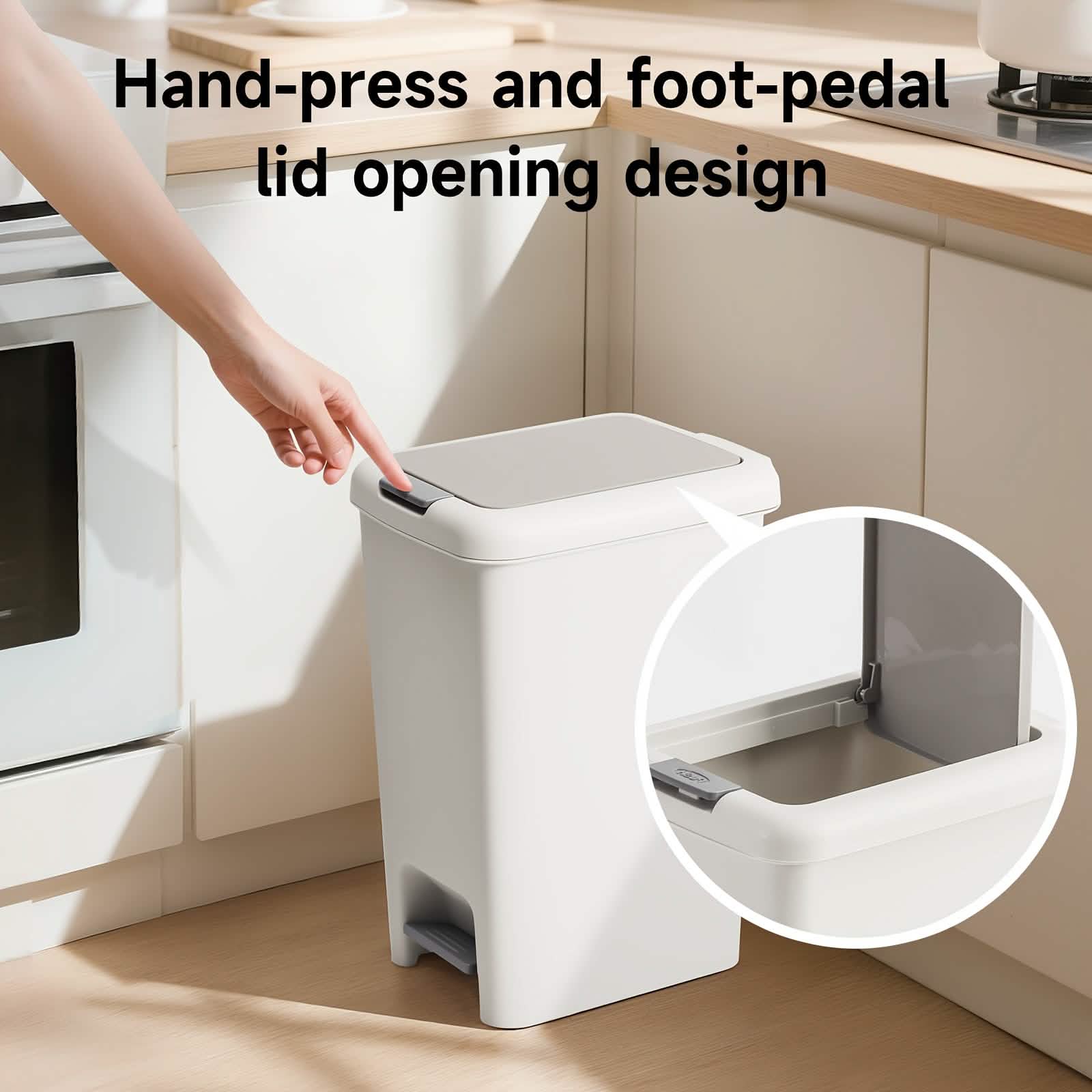 20L Oval Trash Can – Quiet Press - Top Lid with Foot Pedal - PhishStones Products