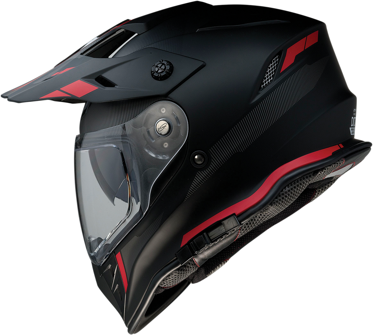 Z1R, Z1R Range Helmet - Uptake Black/Red, Small - Versatile Motorcycle Helmet with Drop-Down Sun Visor and Removable Lining
