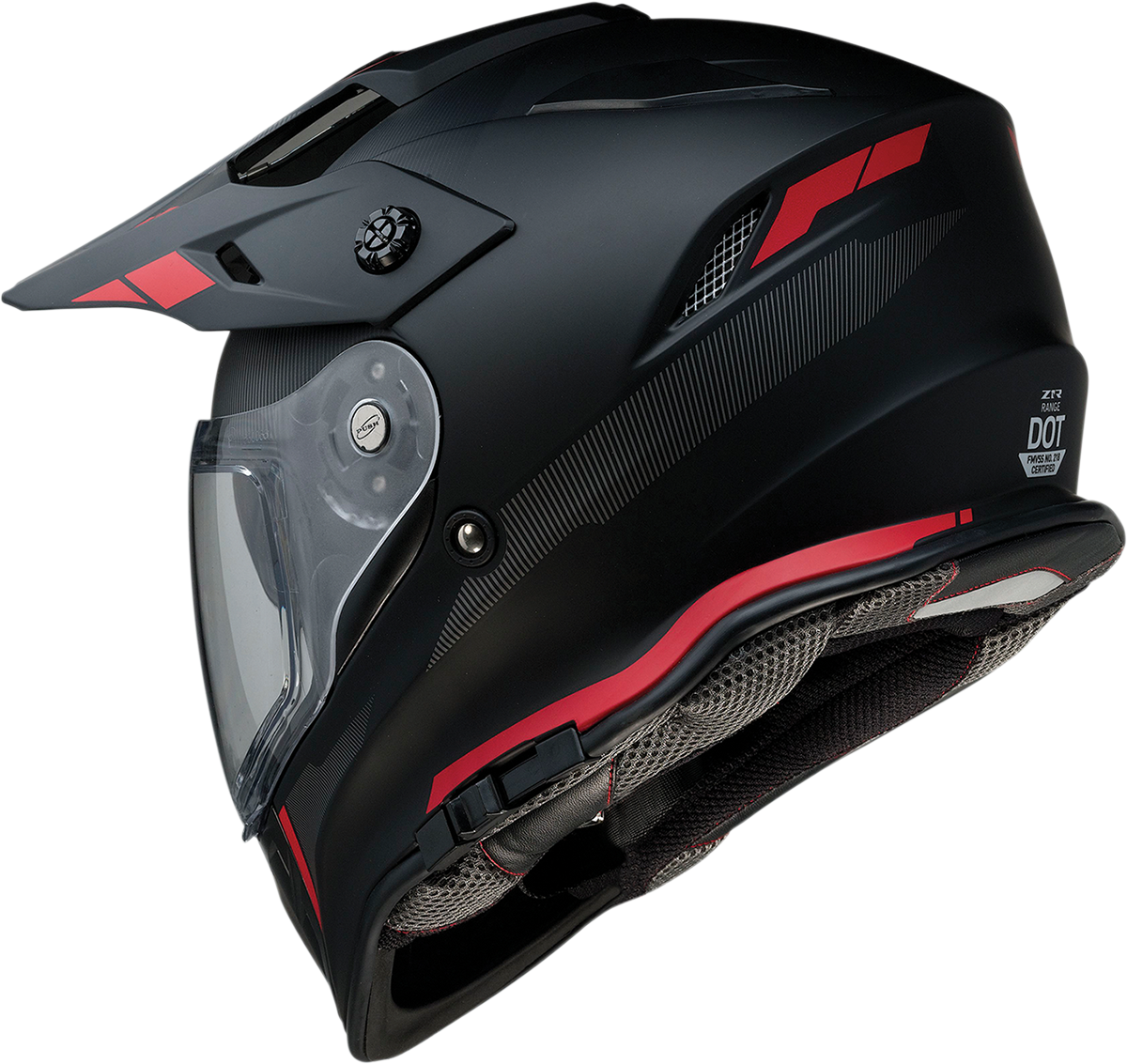 Z1R, Z1R Range Helmet - Uptake Black/Red, Small - Versatile Motorcycle Helmet with Drop-Down Sun Visor and Removable Lining