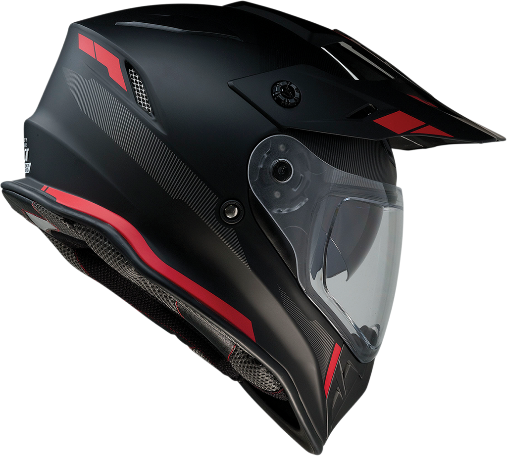 Z1R, Z1R Range Helmet - Uptake Black/Red, Small - Versatile Motorcycle Helmet with Drop-Down Sun Visor and Removable Lining