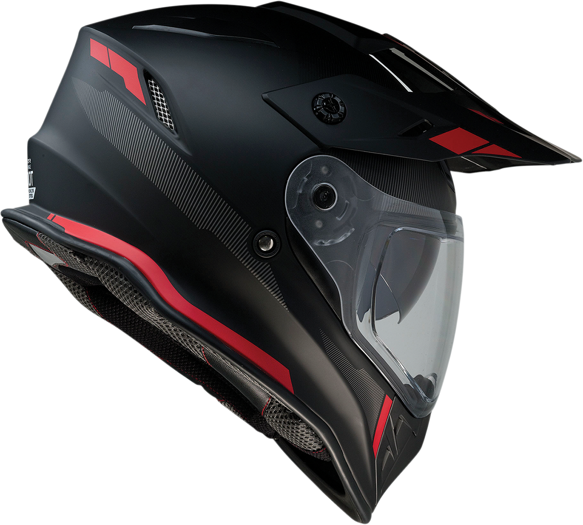 Z1R, Z1R Range Helmet - Uptake Black/Red, Small - Versatile Motorcycle Helmet with Drop-Down Sun Visor and Removable Lining