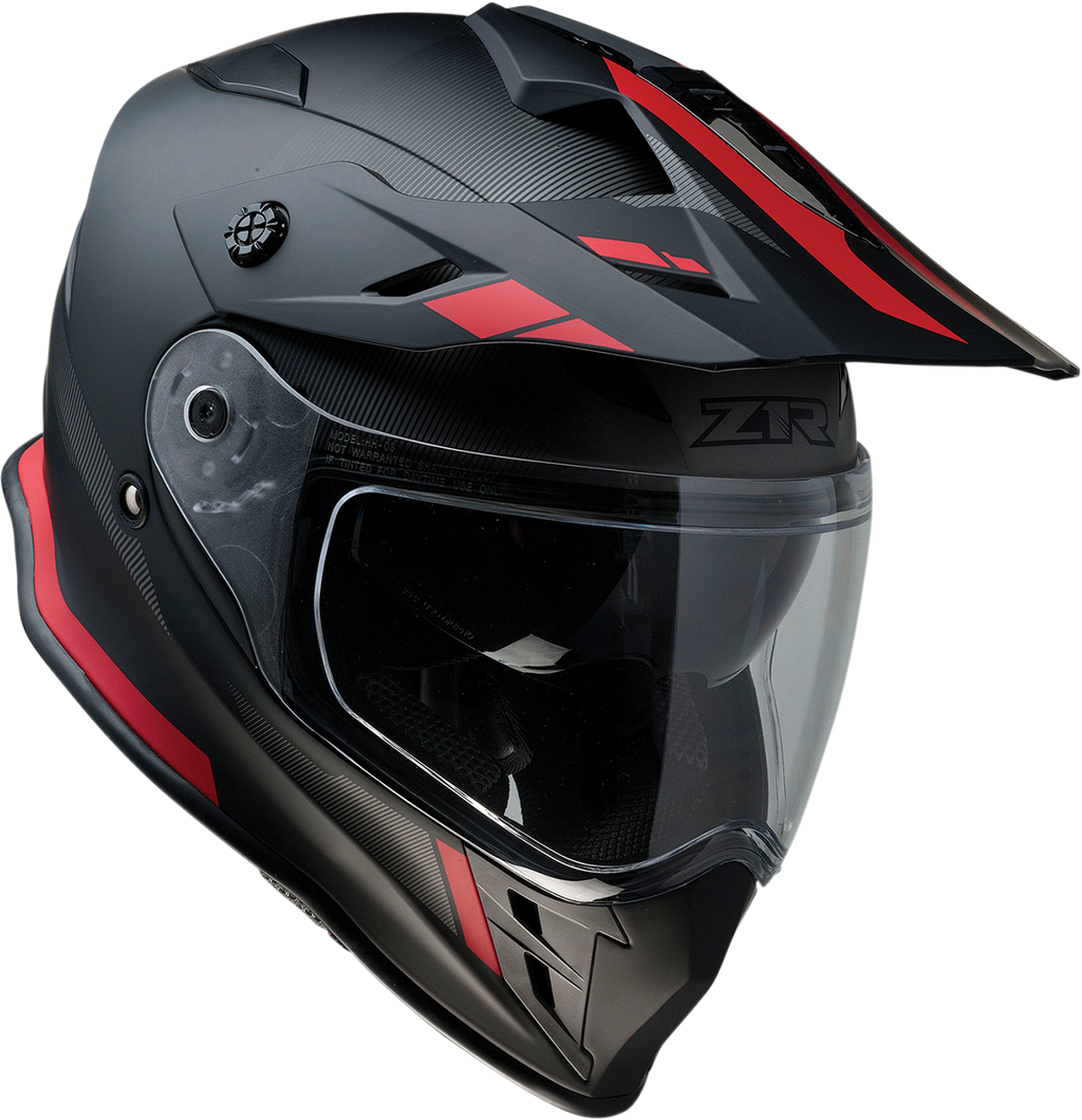 Z1R, Z1R Range Helmet - Uptake Black/Red, Small - Versatile Motorcycle Helmet with Drop-Down Sun Visor and Removable Lining