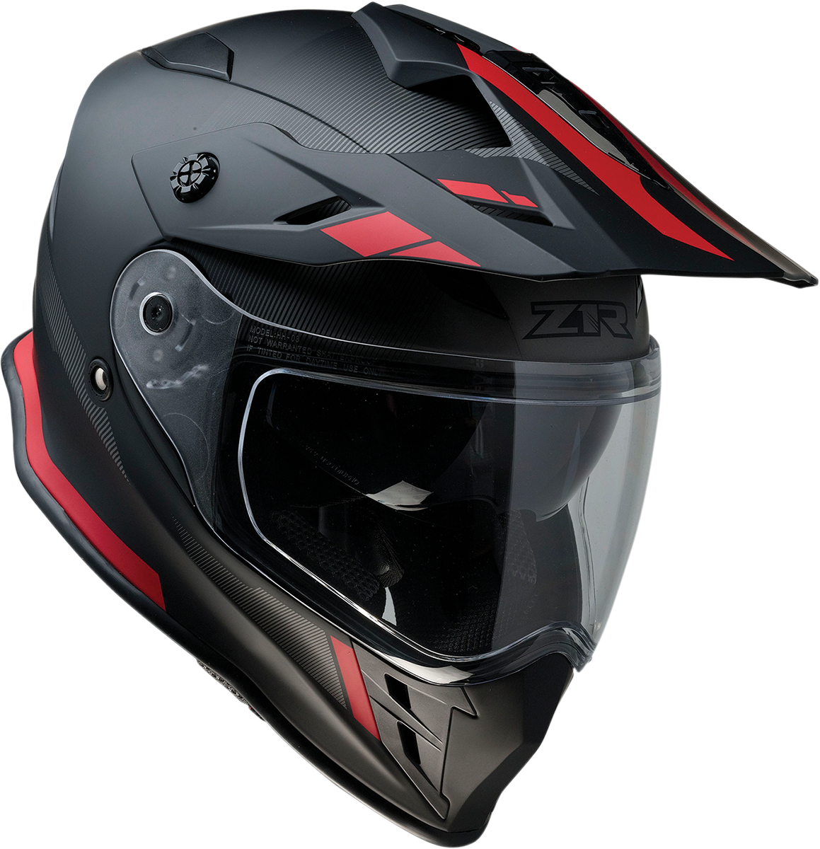 Z1R, Z1R Range Helmet - Uptake Black/Red, Small - Versatile Motorcycle Helmet with Drop-Down Sun Visor and Removable Lining