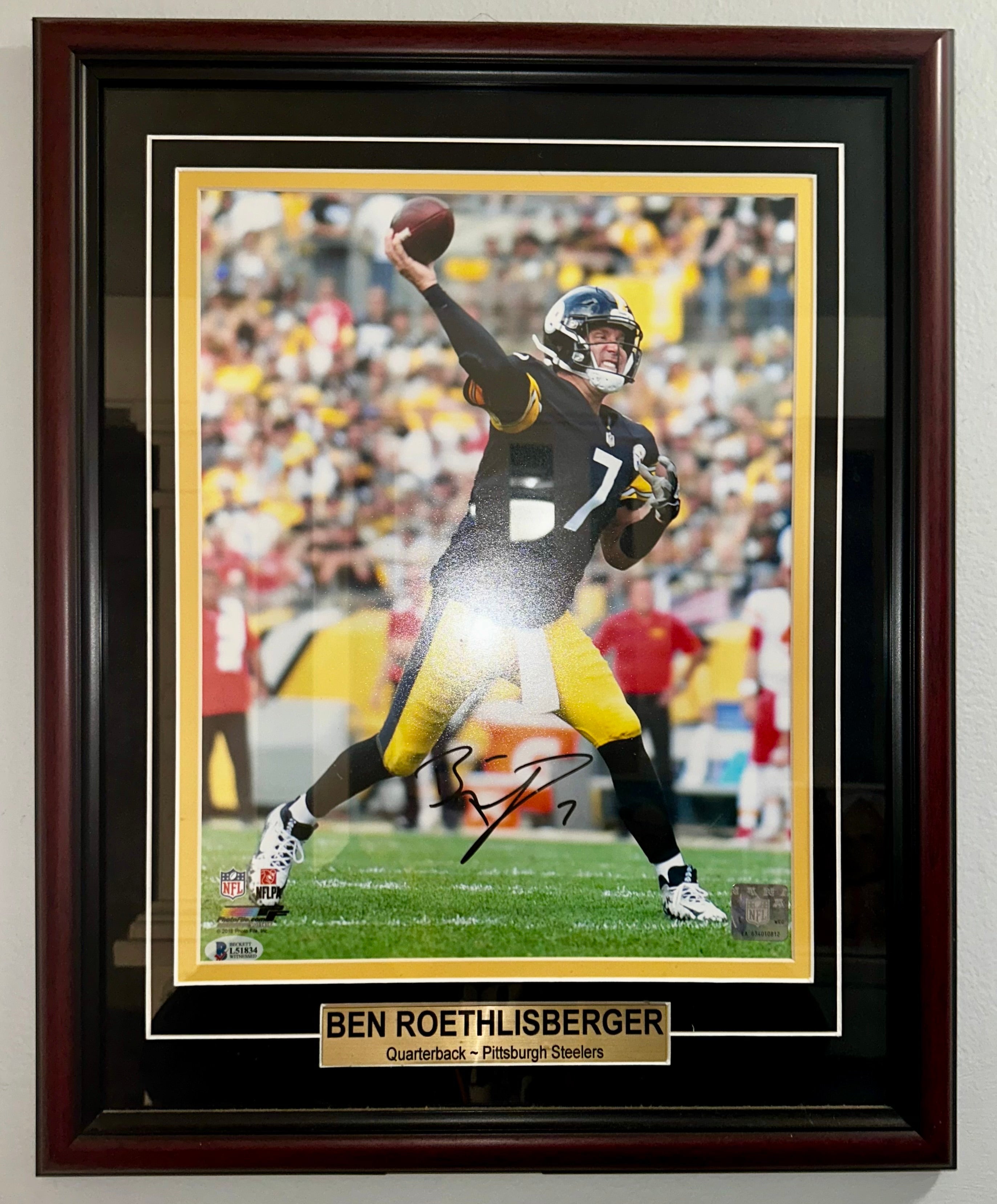 Ben Roethlisberger QB Signed & Framed NFL Pittsburgh Steelers 11x14 With BAS COA