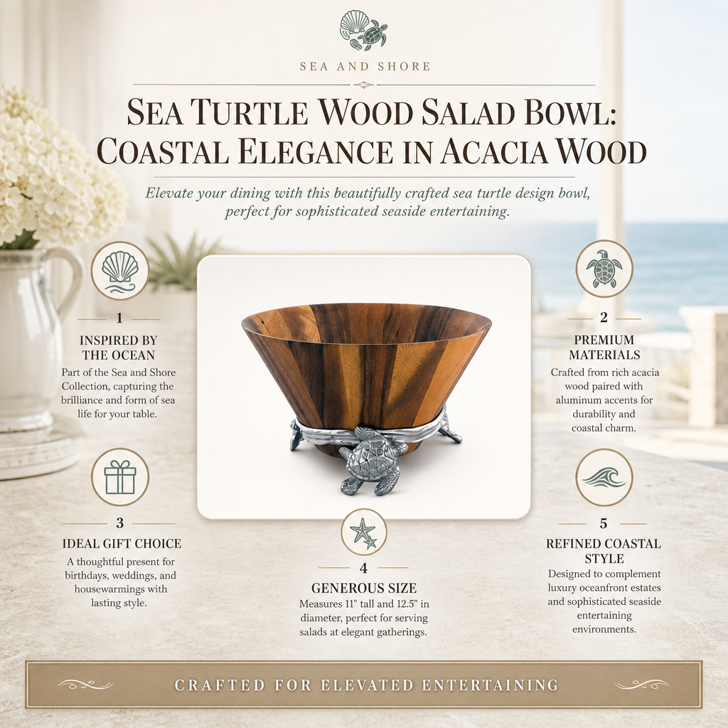 Sea Turtle Wood Salad Bowl