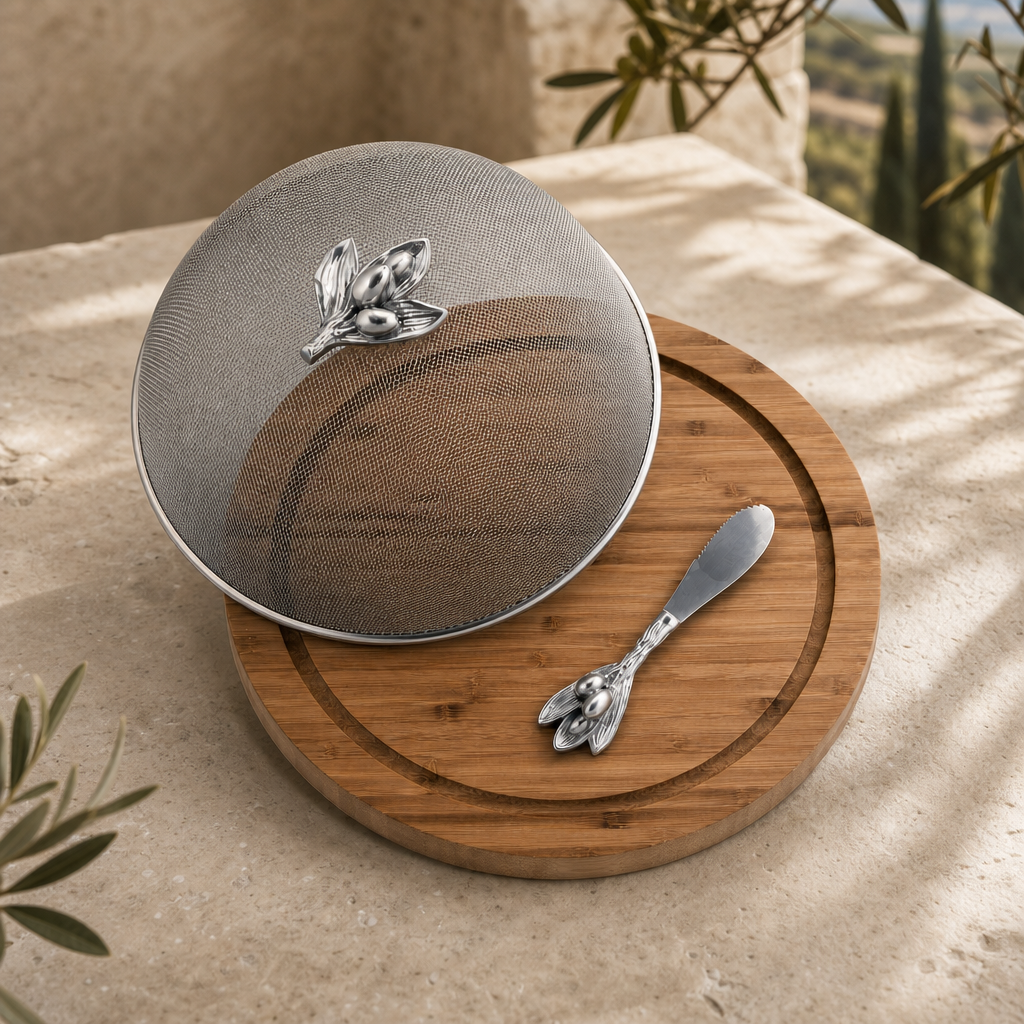 Olive 3 Piece Picnic Cheese Board / Spreader