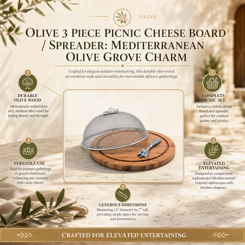 Olive 3 Piece Picnic Cheese Board / Spreader