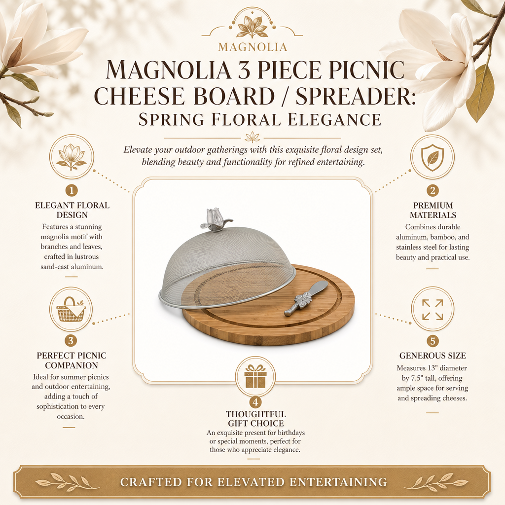 Magnolia 3 Piece Picnic Cheese Board / Spreader