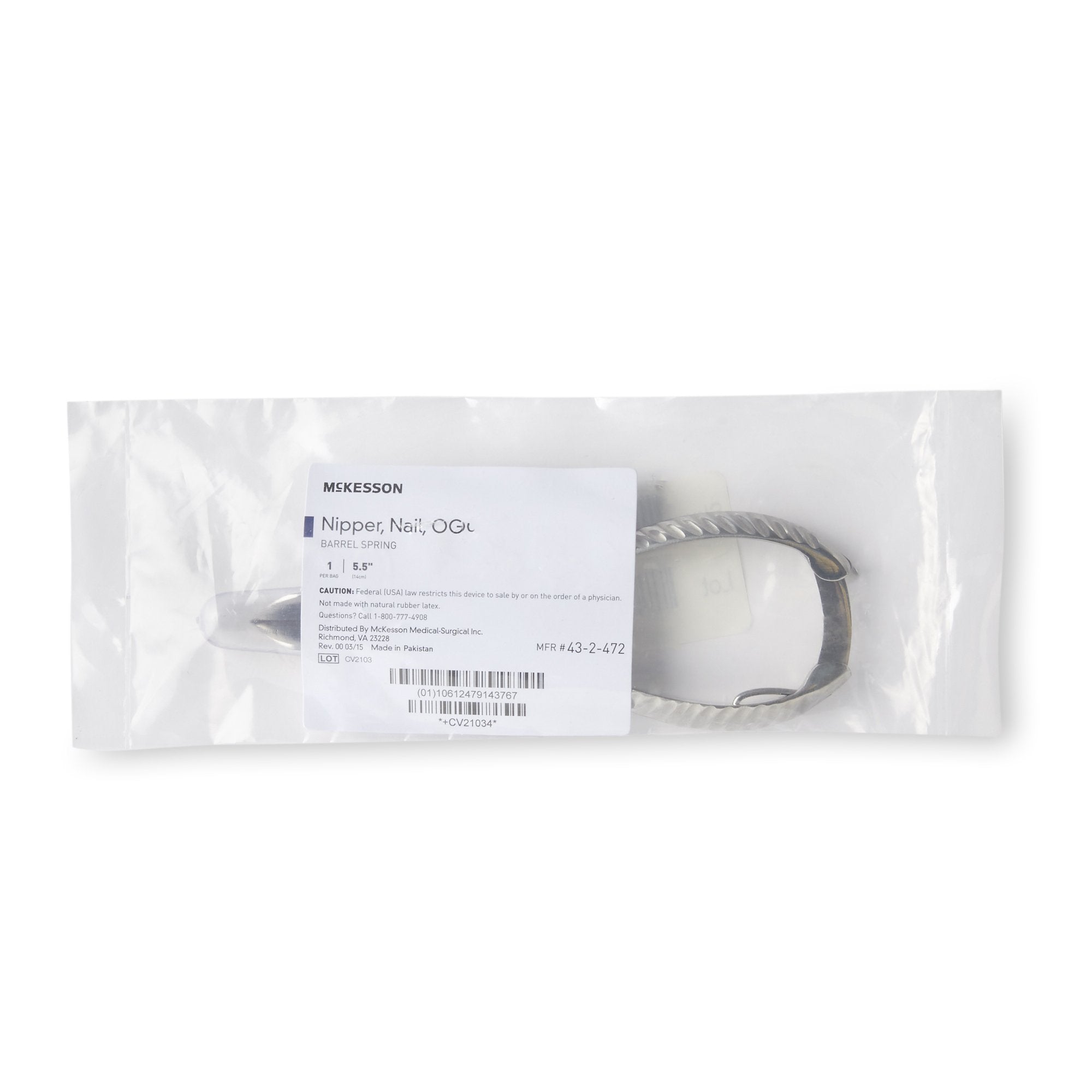 McKesson Nail Nipper, Concave Jaw, 5.5 Inches 43-2-472