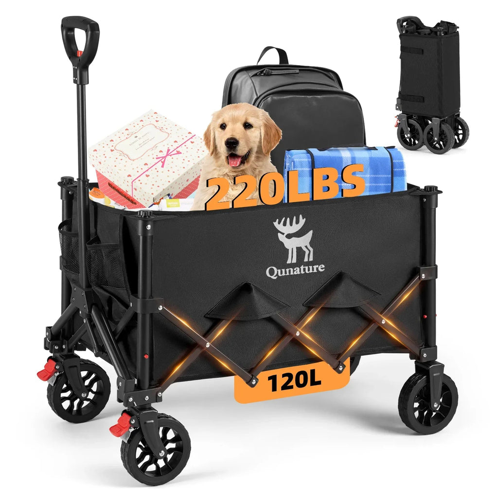 220lbs Foldable Utility Wagon with 360° Swivel Wheels - PhishStones Products