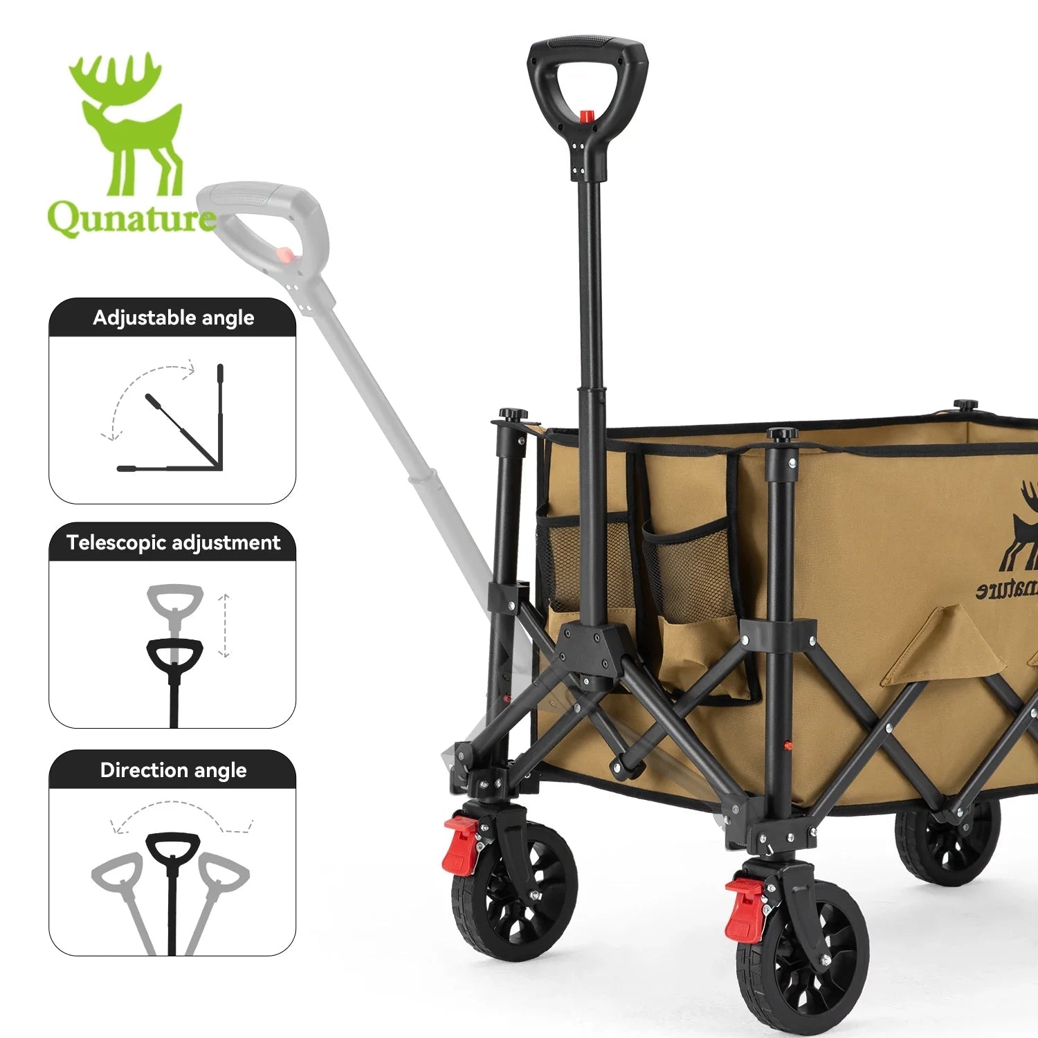 220lbs Foldable Utility Wagon with 360° Swivel Wheels - PhishStones Products