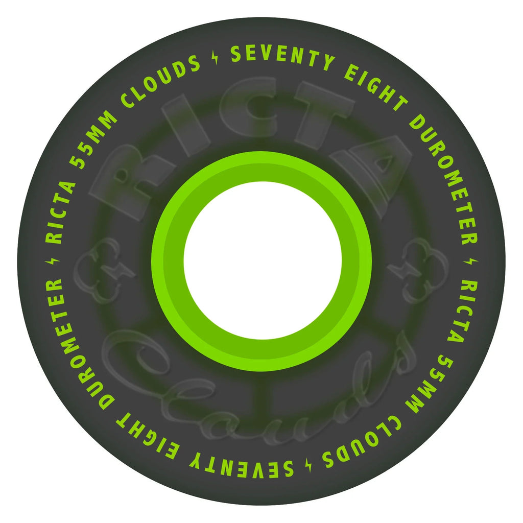 Ricta Clouds Transparent Black/Green 55mm 78a Skateboard Wheels