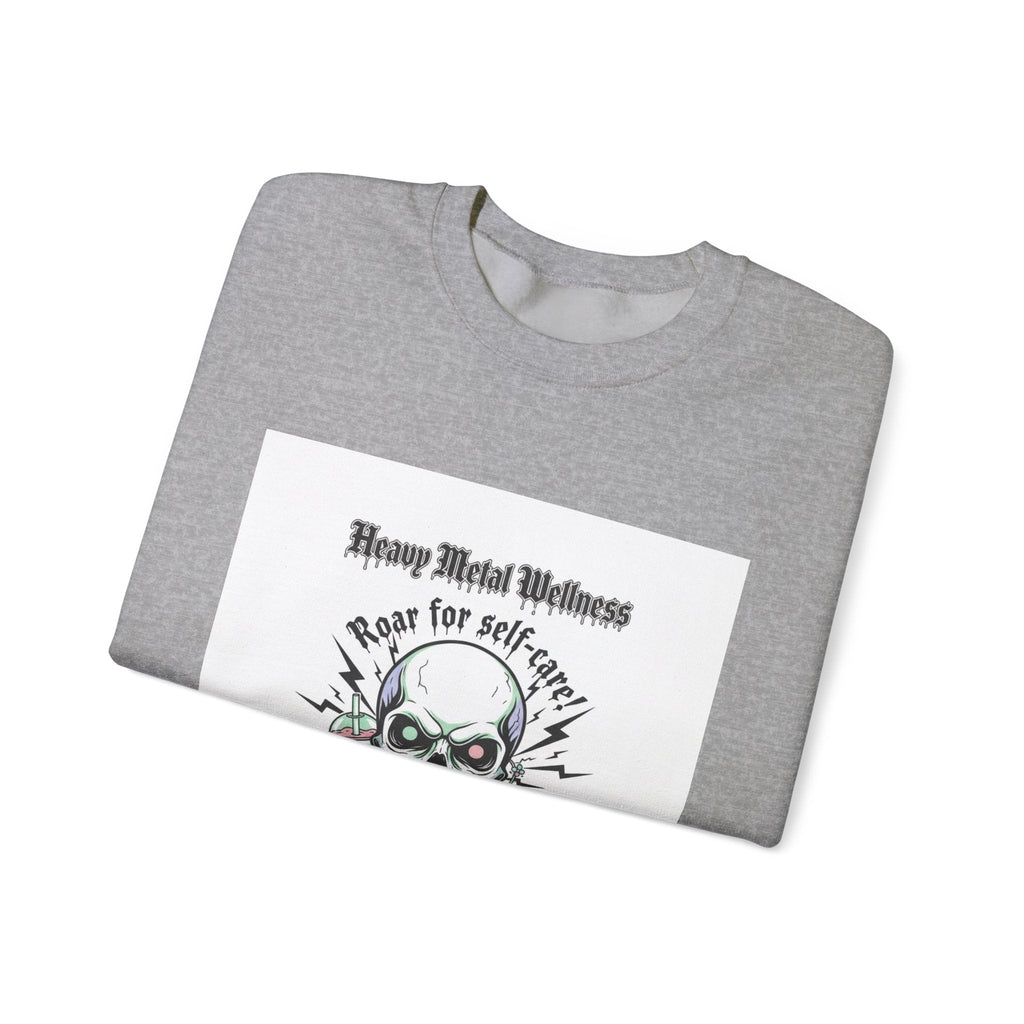 Heavy Metal Wellness Skull Crewneck Sweatshirt | metal font shirt, gothic wellness quote