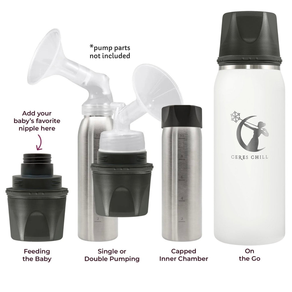 Ceres Chill OG Stainless Steel Breast Milk Chiller Container, White CC-1-BC-L-WH