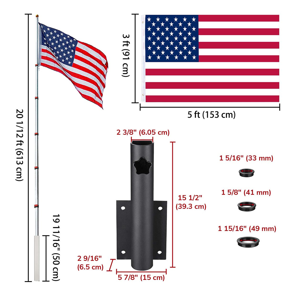 Yescom 20ft Banner Poles for Event, Grand Opening, Promo(Mount Included)