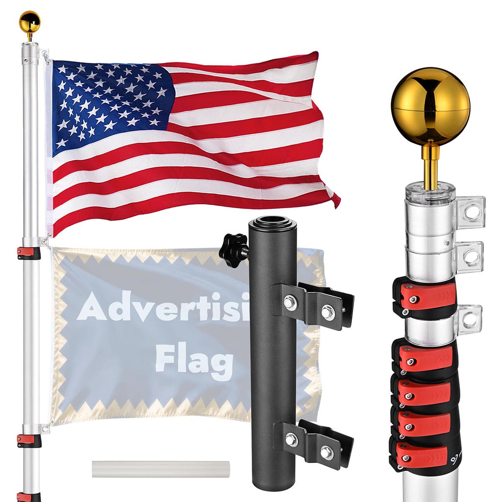 Yescom 20ft Banner Poles for Event, Grand Opening, Promo(Mount Included)