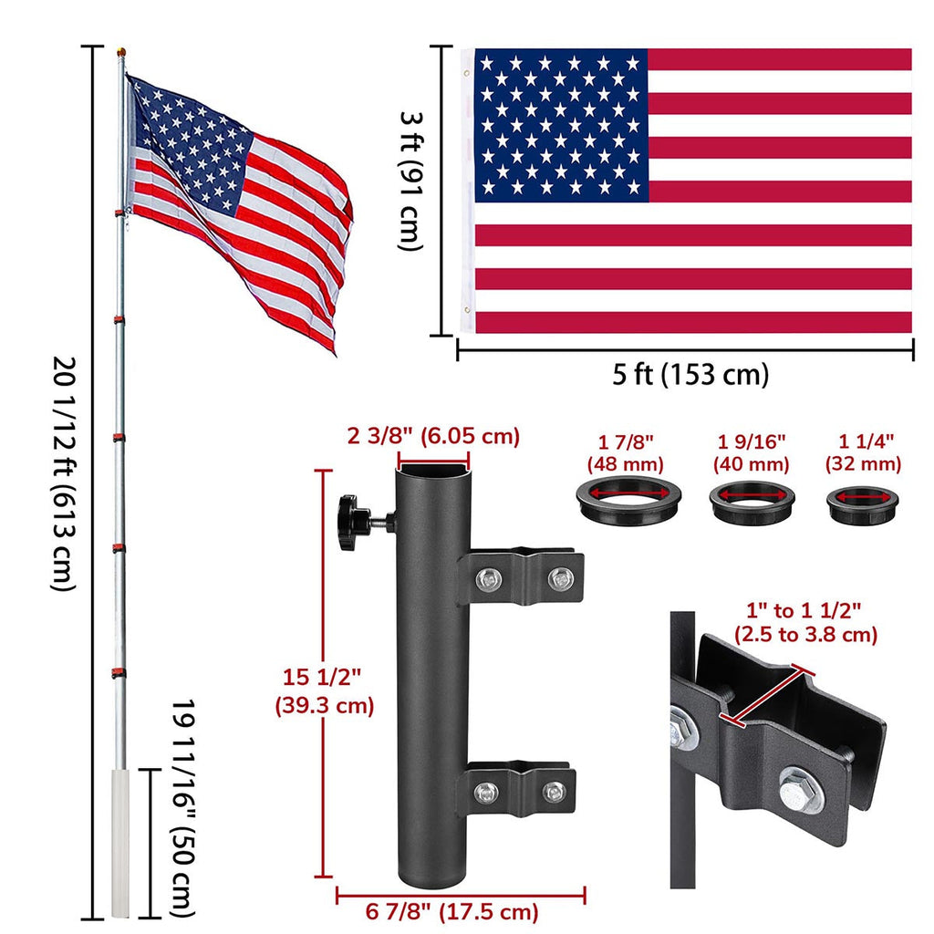 Yescom 20ft Banner Poles for Event, Grand Opening, Promo(Mount Included)