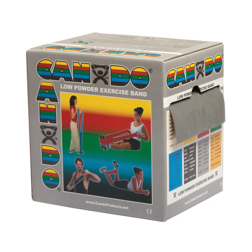 CanDo XX-Heavy Silver Exercise Band - 50 Yard Dispenser Box - Rehab & Strength Training