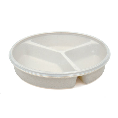 Sandstone Scoop Dish with Lid - Divided Plate for Assisted Eating