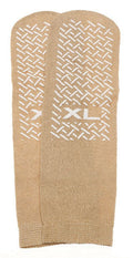 Non-Skid Terry Cloth Slipper Socks, XL Beige, Men's 10-12/Women's 11-13