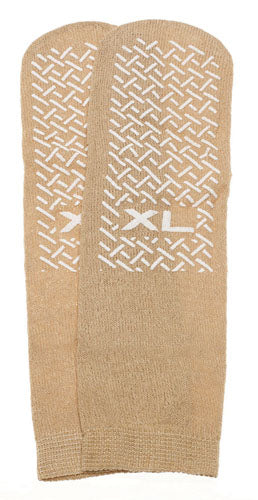 Non-Skid Terry Cloth Slipper Socks, XL Beige, Men's 10-12/Women's 11-13