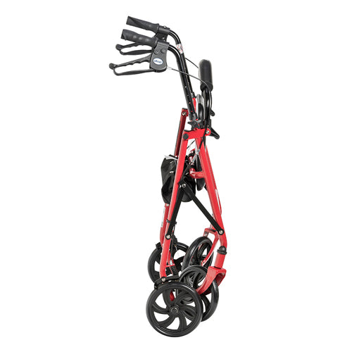 Steel Rollator Walker with Seat, 7.5" Casters, Under-Seat Pouch & Red Finish