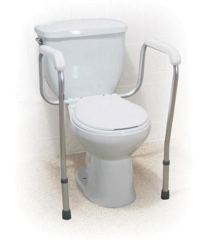 Adjustable Toilet Safety Rail with Waterfall Armrests - 300 lbs Capacity