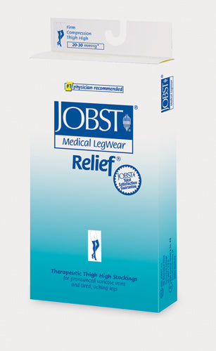 Jobst Relief 20-30 mmHg Thigh-High Compression Stockings, Beige, Large, Closed-Toe