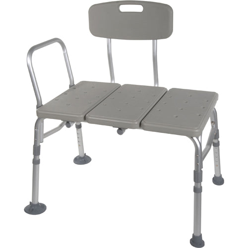 Drive Transfer Bench with Backrest - Adjustable Height, 400 lb Capacity - Gray
