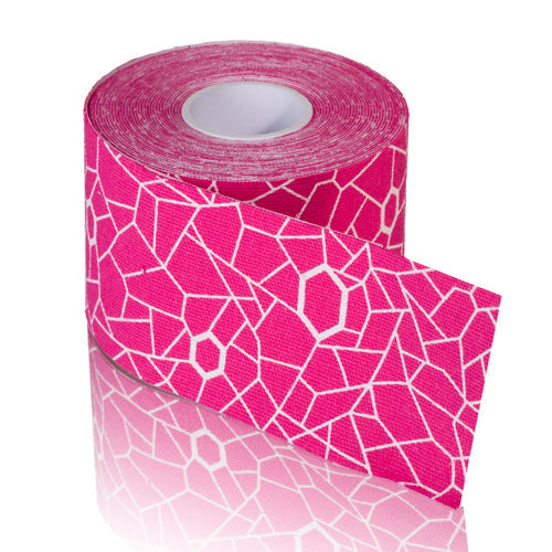 TheraBand Kinesiology Tape - 2" x 16.4' Standard Roll - Pink & White - Athletic Support & Injury Recovery