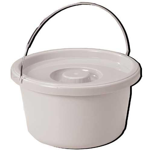 7.  5 Quart Gray Commode Pail with Lid - Standard Size, Tight Fitting Cover