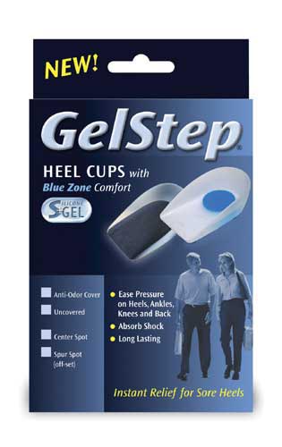 GelStep Large Heel Pads with Soft Spot - Uncovered Silicone Inserts for Plantar Fasciitis Relief - 1 Pair