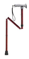 Folding Cane with Gel Grip - Red Crackle Aluminum Adjustable Walking Stick