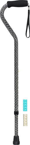 Designer Aluminum Offset Cane with Foam Grip, 300 lb Capacity - Color Combo, Case of 6