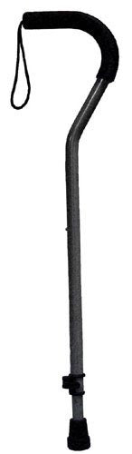 Black Aluminum Offset Cane with Tab-Loc Silencer, Ergonomic Grip, Adjustable 29-38 Inch