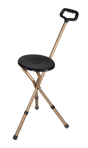 Adjustable Folding Cane Seat - Bronze - Lightweight Walking Stick with Comfortable Seat