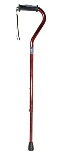 Blue Crackle Offset Cane with Gel Grip - Adjustable Aluminum Walking Cane