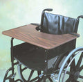 Wheelchair Tray Table - Standard Size, Wood Grain, with Raised Lip & Velcro Straps