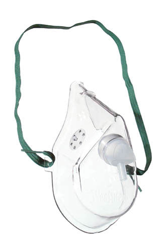 Oxygen Mask Adult with 7' Tubing - Medium Concentration Soft Vinyl (Each)