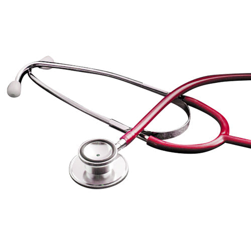 Dual Head Stethoscope, Red Tubing, 22 Inch - Chrome Binaural